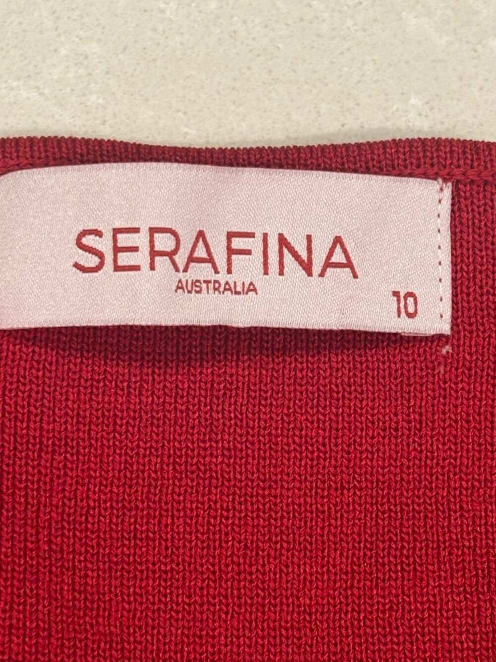 Serafina Australia Red Knit 2 Piece Skirt Set Size 10 Pleated Midi Sweater - Picture 11 of 12